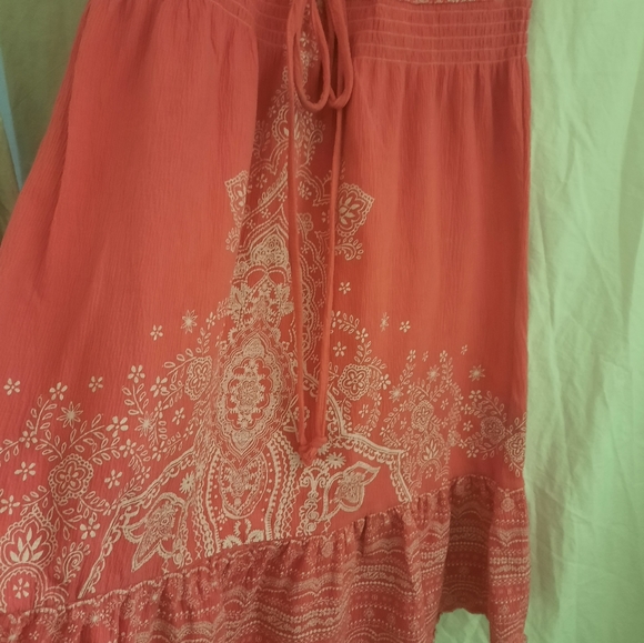 Majora, Cotton peach and white dress.  Size Lg - Picture 3 of 4